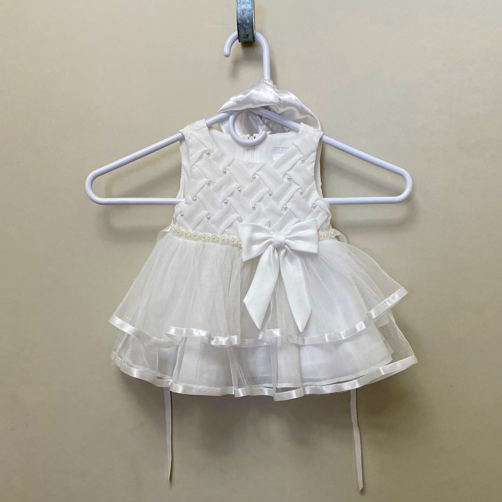 Rare Editions Tulle Lattice Dress with baby bloomers